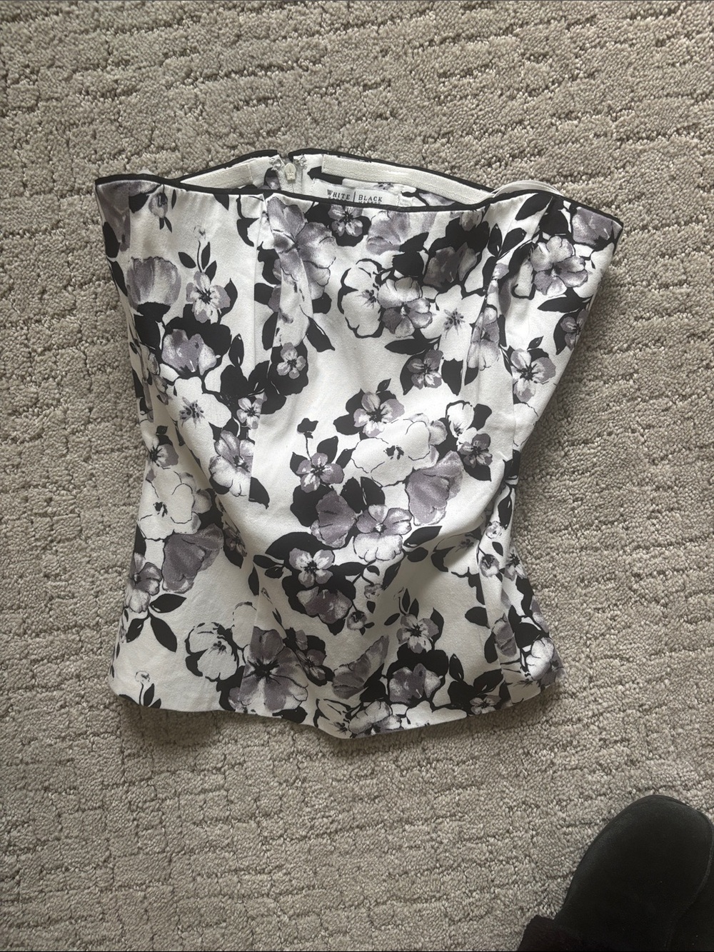 White & Gray Floral Strapless Women’s Top - White House Black Market